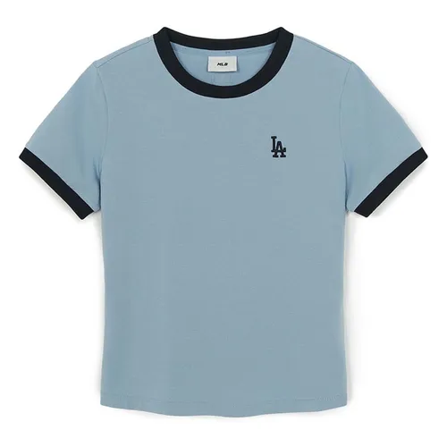Áo Thun Nữ MLB Basic Small Logo Ringer LA Dodgers 3FTSB0263-07SBL Tshirt Màu Xanh Pastel
