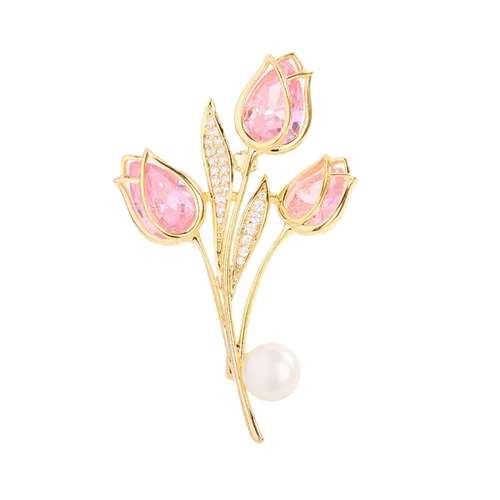 Cài Áo Nữ Meri Blush Tulip BR979 Màu Vàng Hồng