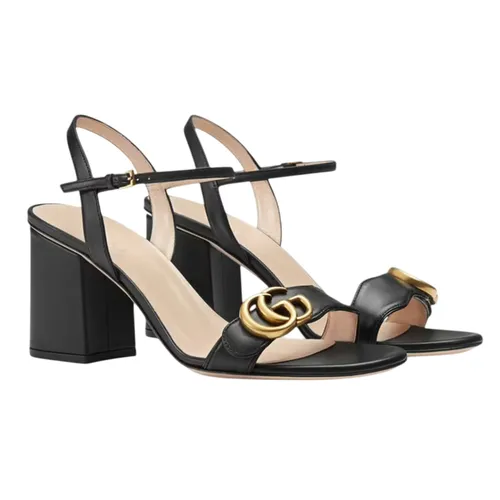 Dép Cao Gót Nữ Gucci Leather Mid-heel Sandal 453379 A3N00 1000 ‎Màu Đen