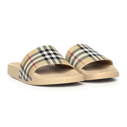 Dép Nam Burberry Check Slides In Beige 8124941 Màu Be Size 39