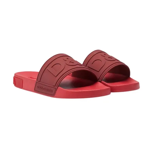 Dép Nam Dolce & Gabbana D&G Red With Embossed Logo CS1786 AX389 89902 Màu Đỏ Size 40