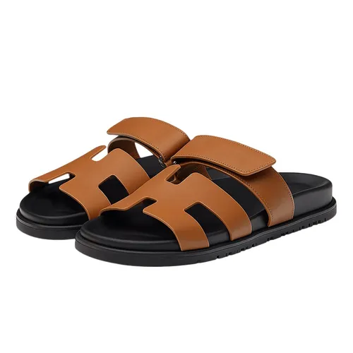Dép Nữ Hermès Chypre Sandal Naturel Màu Nâu Đen Size 38