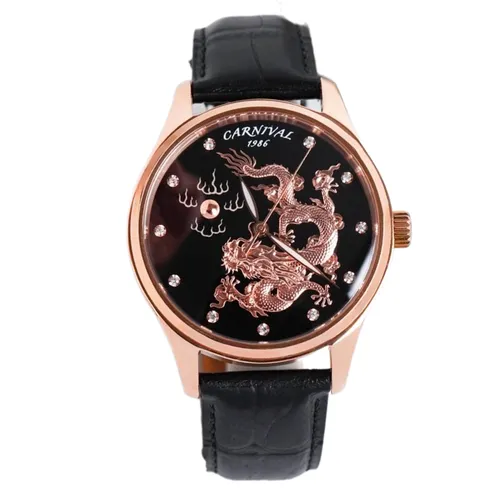 Đồng Hồ Nam Carnival Rồng Nhã Ngọc 51524G-D Màu Đen - Vàng