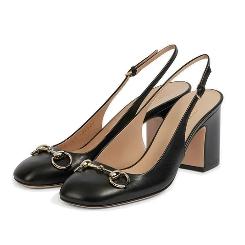 Giày Cao Gót Nữ Gucci Horsebit Slingback Pumps 794324 Màu Đen Size 36.5