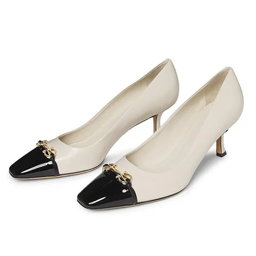 Giày Cao Gót Nữ Salvatore Ferragamo Bria Patent Leather Pumps Women Màu Trắng Ngà Size 35.5