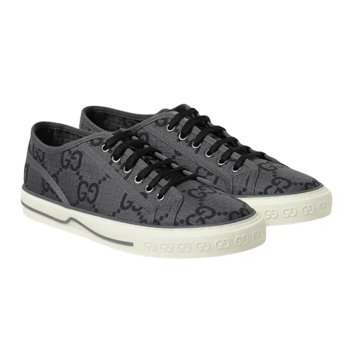 Giày Thể Thao Nam Gucci Tennis 1977 With GG Monogram Grey Black Shoes 771461 FACTD 1144 Màu Xám Đen Size 6