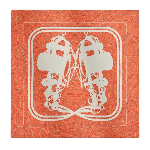 Khăn Lụa Nữ Hermès Brides De Gala Au Fil De Soie Scarf 90x90 H004310S 02 Màu Cam