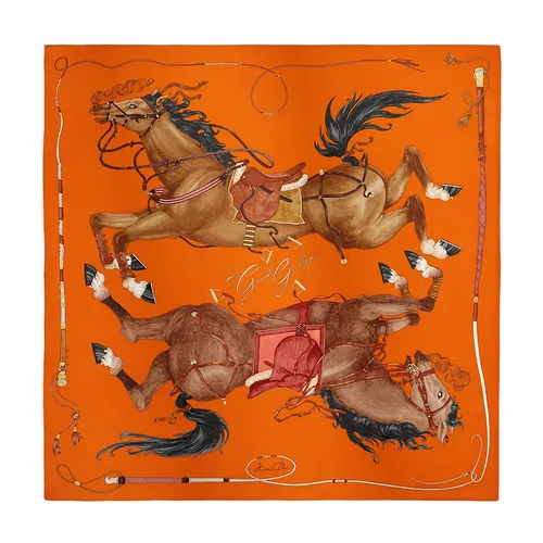 Khăn Lụa Nữ Hermès Grand Galop Scarf 90x90 H004311S 01 Màu Cam