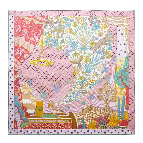 Khăn Lụa Nữ Hermès Le Premier Chant Carre Twill Scarf 90 Màu Hồng