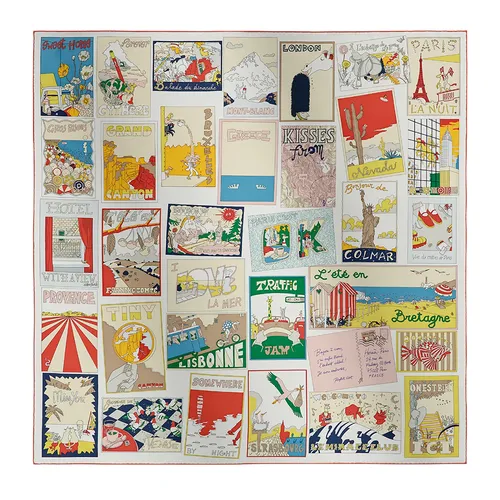 Khăn Lụa Nữ Hermès On Est Bien Ici ! Scarf 90x90 H004298S 08 Màu Kem