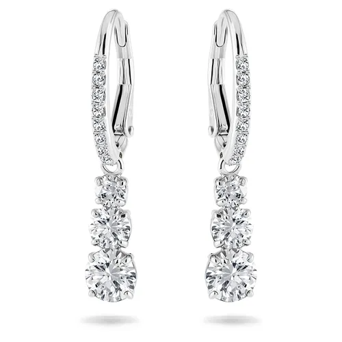 Khuyên Tai Nữ Swarovski Attract Trilogy Hoop Earringsround Cut, White, Rhodium 5416155 Màu Bạc