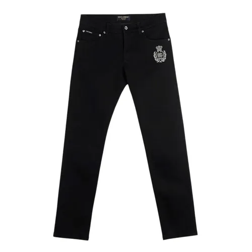 Quần Jean Nam Dolce & Gabbana D&G Black Denim With Logo Embroidered I4588Z G8NF2 S9001 Màu Đen Size 46