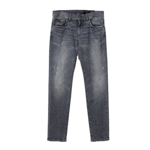Quần Jeans Nam Dolce & Gabbana D&G Denim Light Grey With Tag Logo Slim Fit GY07CD G8NX8 S9001 Màu Xám Nhạt Size 46