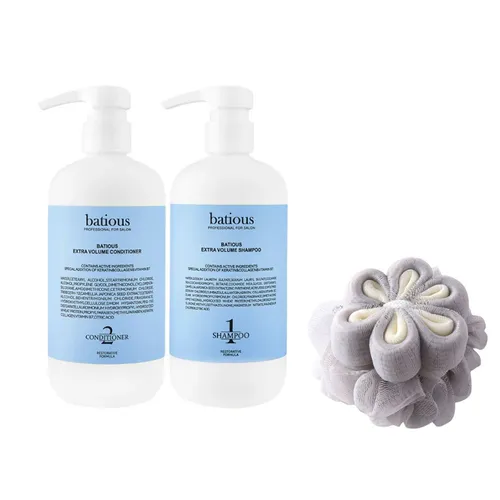 Set Dầu Gội Và Xả Giảm Dầu, Phồng Tóc Batious Extra Volume Xanh (500ml x 2) 4 Món