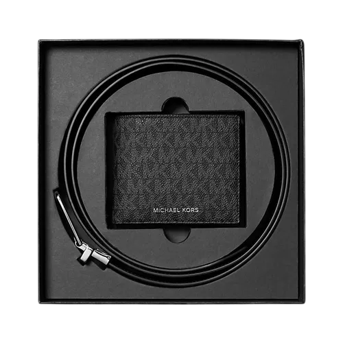 Set Ví + Thắt Lưng Nam Michael Kors MK Signature Logo Wallet And Reversible Belt 36S4LGFF6B Màu Đen