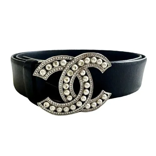Thắt Lưng Nữ Chanel Leather Embellished CC Buckle Belt Màu Đen Size 70