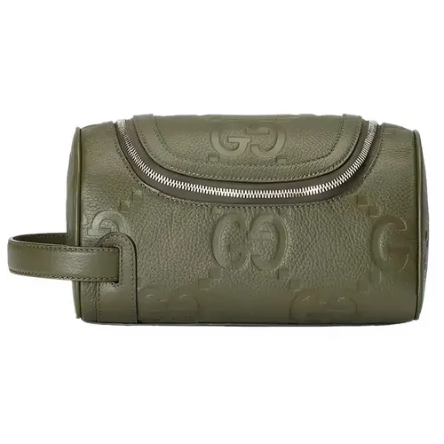 Túi Cầm Tay Nam Gucci Jumbo GG Small Toiletry Case Màu Xanh Green