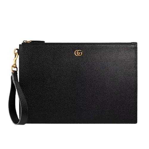 Túi Cầm Tay Nam Gucci Marmont Leather Pouch 475317-DJ20T-1000 Màu Đen