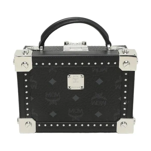 Túi Đeo Chéo Nữ MCM Black Coated Canvas and Leather Berlin Box Bag Màu Đen