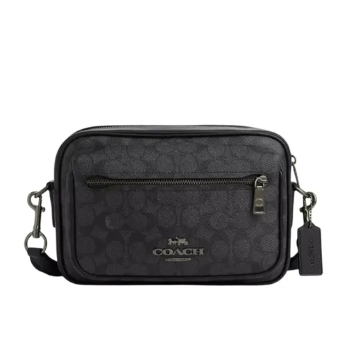 Túi Đeo Chéo Nam Coach Elias Crossbody In Signature Canvas CZ401 Gunmetal/Charcoal/Black Màu Đen/Xám