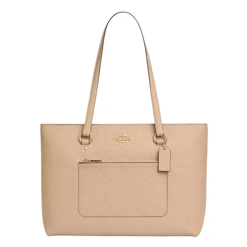 Túi Tote Nữ Coach Station Tote Bag Pebbled Leather/Im/Avoine Màu Be