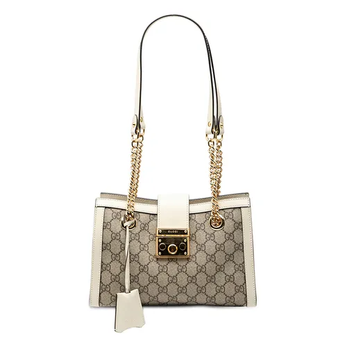 Túi Đeo Chéo Nữ Gucci Pre Owned Padlock Small Tote Bag With GG Supreme Pattern Màu Trắng Xám Size 25
