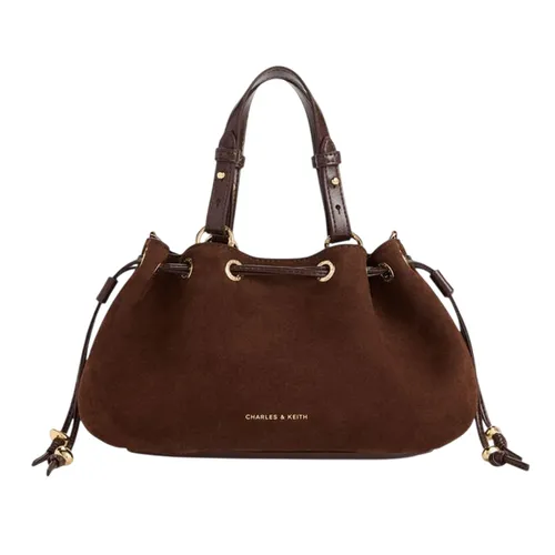 Túi Rút Dây Nữ Charles & Keith CNK Mini Moxie Drawstring Bag Dark Brown CK2-10671896-1_DK.BRW Màu Nâu Đậm