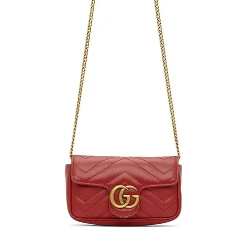 Túi Xách Tay Gucci Red Super Mini GG Marmont Matelassé Bag Màu Đỏ