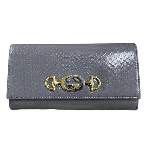 Ví Nữ Gucci Gray Leather Long Wallet Màu Xám