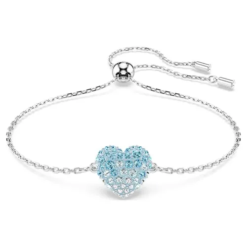 Vòng Đeo Tay Nữ Swarovski Hyperbola bracelet Heart, Blue, Rhodium Plated 5687621 Màu Xanh Bạc