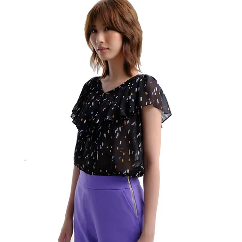 Áo Kiểu Nữ F2 Fashion & Freedom AK512-DHT-S-0422 Màu Đen Họa Tiết Size S