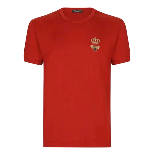 Áo Phông Nam Dolce & Gabbana D&G Cotton With Embroidery G8JX7Z Tshirt Màu Đỏ Size 46