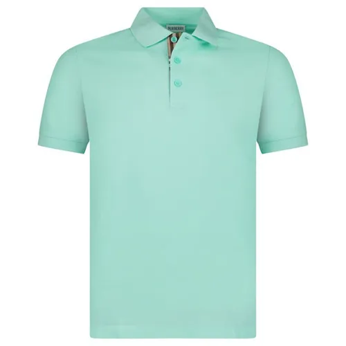 Áo Polo Nam Burberry Hartford Check Placket Summer 8112395 Màu Xanh Mint Size M