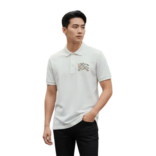 Áo Polo Nam Burberry White Polo Shirt With Horse Tag 8116118 Màu Trắng Size L