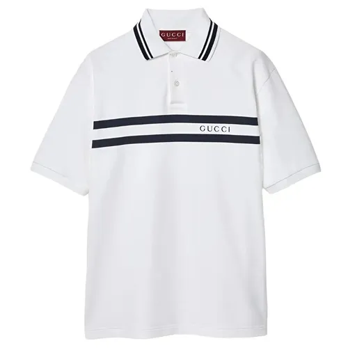 Áo Polo Nam Gucci Cotton Piquet Polo Shirt 788016 XJGJX 9081 Màu Trắng Size XS