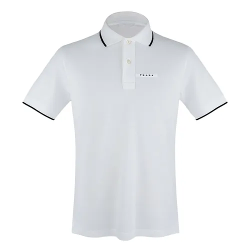 Áo Polo Nam Prada Logo Patch Neckline In White SJN256 18NV F0BA1 Màu Trắng Size S