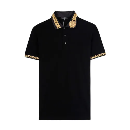 Áo Polo Nam Versace With Chain Pattern And Medusa Collar In Black 1023085 1A17061 2B130 Màu Đen Size M