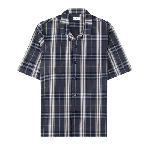 Áo Sơ Mi Nam Burberry Camisa En Algodón Check In Black 8121624 Phối Màu Size S