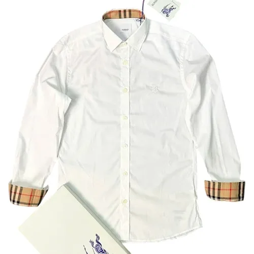 Áo Sơ Mi Nam Burberry Cotton Logo TB Long Sleeve White Màu Trắng Size XS
