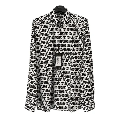 Áo Sơ Mi Nam Dolce & Gabbana D&G Logo Printed G5MO0T FSEH7 Màu Trắng Đen Size 39