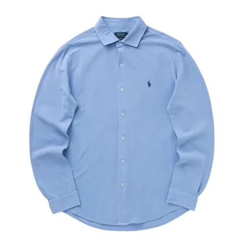 Áo Sơ Mi Nam Ralph Lauren Featherweight Piqué Shirt Blue 710A12399001 Màu Xanh Blue Size S