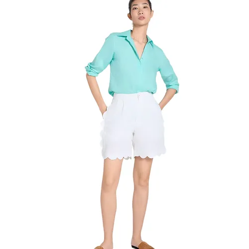 Áo Sơ Mi Nữ F2 Fashion & Freedom Linen A Touch Of Effortless Elegance SMW360-XKN-S-0325 Màu Xanh Ngọc Nhạt Size S