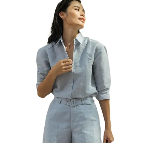 Áo Sơ Mi Nữ F2 Fashion & Freedom Linen Blue Linen Shirt For A Street Stroll SMW360-XM-S-0619&nbsp;Màu Xanh Blue Size S