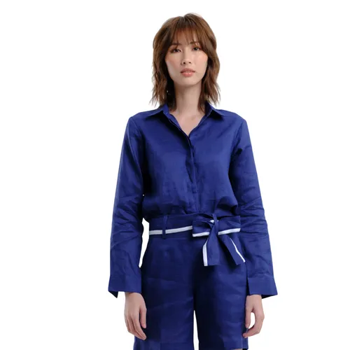 Áo Sơ Mi Nữ F2 Fashion & Freedom Linen SMW360-XD-S-0422 Màu Xanh Dương Size S