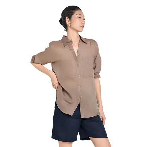 Áo Sơ Mi Nữ F2 Fashion & Freedom Linen SMW367-Nau Nhat-S-0424  Màu Nâu Nhạt Size S