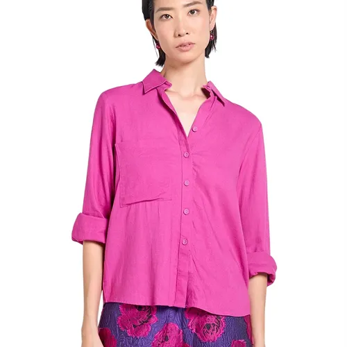 Áo Sơ Mi Nữ F2 Fashion & Freedom Women's Pink Tender Drit Linen Shirt SMW616-Lotus Pink-S-0324 Màu Hồng Size S