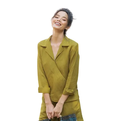 Áo Sơ Mi Nữ F2 Fashion & Freedom Modern Meets Heritage Linen AK384-XC-S-0519 Màu Xanh Cốm Size S