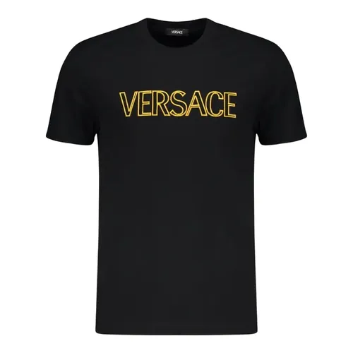 Áo Thun Versace Black & Yellow Logo Print Short Sleeve 1011861 1A12070 2B130 Màu Đen Size S