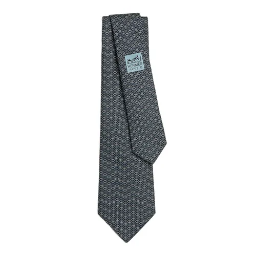 Cà Vạt Nam Hermès Maillons Vagues Tie H005952T 30 Anthracite/ Gris Clair/ Bleu Grisé Màu Xanh Xám