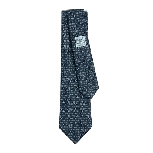 Cà Vạt Nam Hermès Cravate Maillons Rythmes Tie Marine / Ciel Màu Xanh Navy